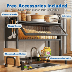 Check out SIV 65-125cm Dish Cabinet Rack Over-The-Sink Dish Drainer Drying Rack Plate Storage Kitchen Organizer Shelf